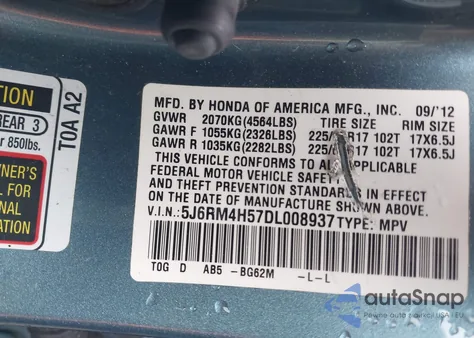2013 Honda Cr-V Ex from USA, damaged, VIN 5J6RM4H57DL008937